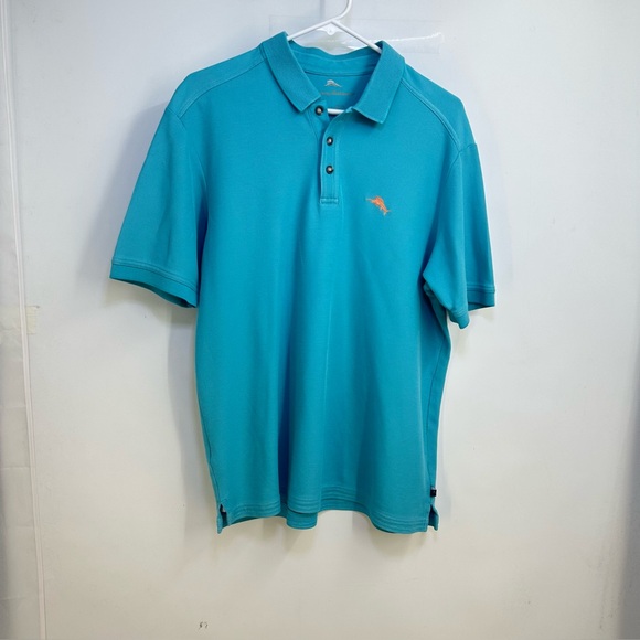 Tommy Bahama Mens" Size M Turquoise/Ocean Blue Short Sleeve Polo Shirt - Picture 1 of 12